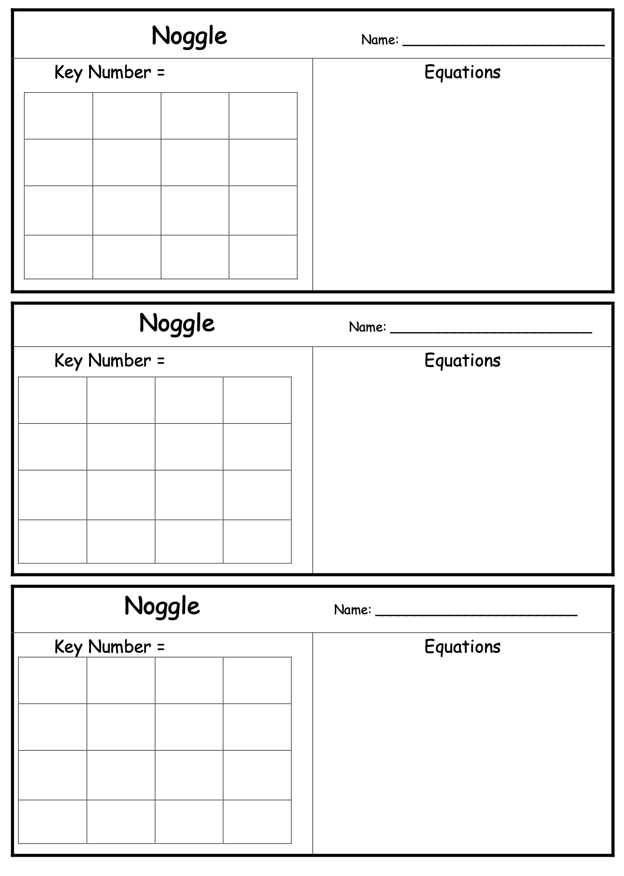 Mash > Class Level > NOGGLE Display and Worksheets